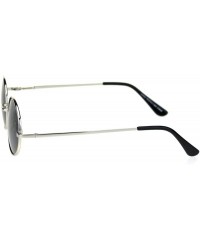 Round Mens Spring Hinge Oval Round Metal Rim Dad Sunglasses - Silver Black - CC18RR4ACN2 $11.33