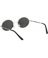 Round Mens Spring Hinge Oval Round Metal Rim Dad Sunglasses - Silver Black - CC18RR4ACN2 $11.33