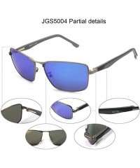 Oversized Metal Sport Sunglasses with Spring Hinge Polarized and UV 400 Protection lenses - Gunmetal Frame Blue Revo Lens - C...