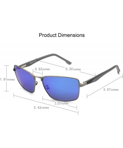 Oversized Metal Sport Sunglasses with Spring Hinge Polarized and UV 400 Protection lenses - Gunmetal Frame Blue Revo Lens - C...