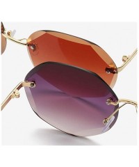 Aviator Sunglasses for Women Gradient Oversized Rimless Polygon Cutting Colorful Lens Fashion - Gradient Brown - CU1902Z7KKY ...