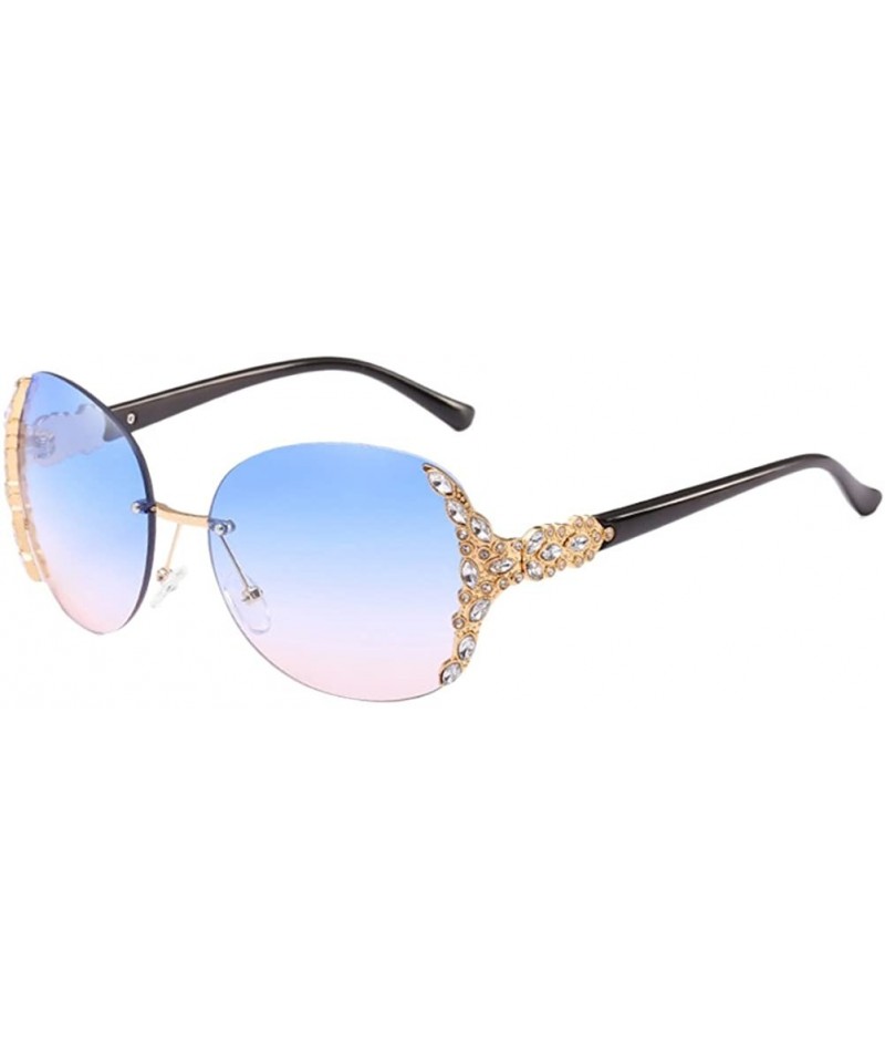 Sport Special Womens Oversized Sunglasses Ladies Rimless for Driving Traveling - Blue - C918DMNZ639 $12.51