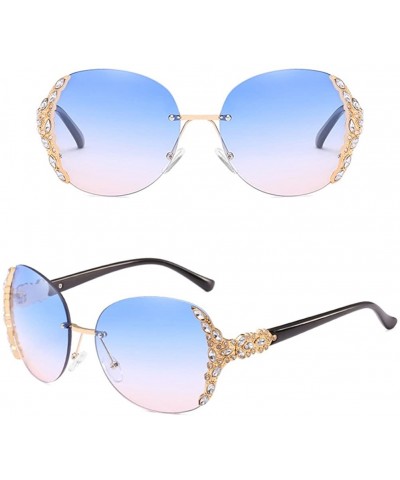 Sport Special Womens Oversized Sunglasses Ladies Rimless for Driving Traveling - Blue - C918DMNZ639 $12.51
