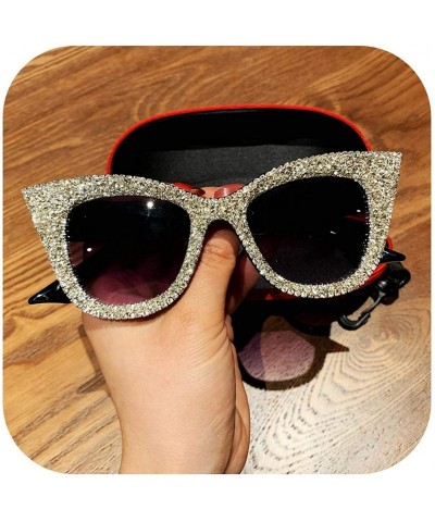 Cat Eye Oversized Sunglasses Women Handmade Bling Cat Eye Ladies Vintage Clear Reading Glasses Fashion Shades - C7198A2GXWT $...