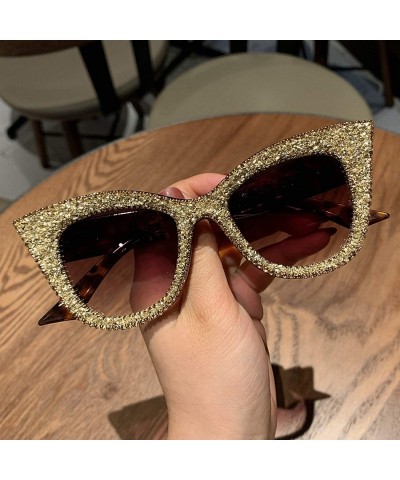 Cat Eye Oversized Sunglasses Women Handmade Bling Cat Eye Ladies Vintage Clear Reading Glasses Fashion Shades - C7198A2GXWT $...