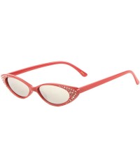 Cat Eye Wide Oval Cat Eye Side Rhinestone Sunglasses - Red - C218EGTTW04 $15.11