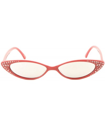 Cat Eye Wide Oval Cat Eye Side Rhinestone Sunglasses - Red - C218EGTTW04 $15.11