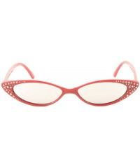 Cat Eye Wide Oval Cat Eye Side Rhinestone Sunglasses - Red - C218EGTTW04 $15.11