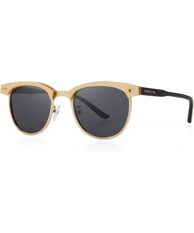 Wayfarer Semi Rimless Polarized Sunglasses Women Men Retro Brand Sun Glasses S8116 - Gold - CA186C3SG2W $33.70