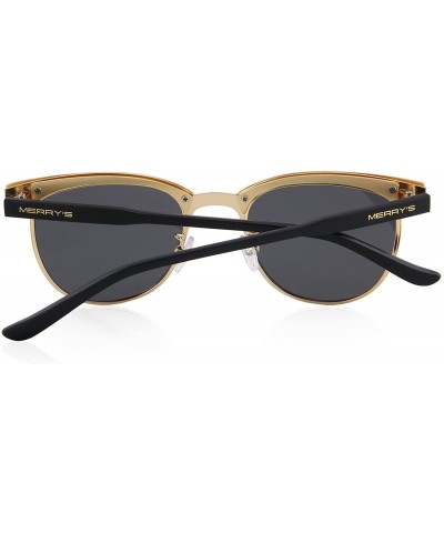 Wayfarer Semi Rimless Polarized Sunglasses Women Men Retro Brand Sun Glasses S8116 - Gold - CA186C3SG2W $13.95