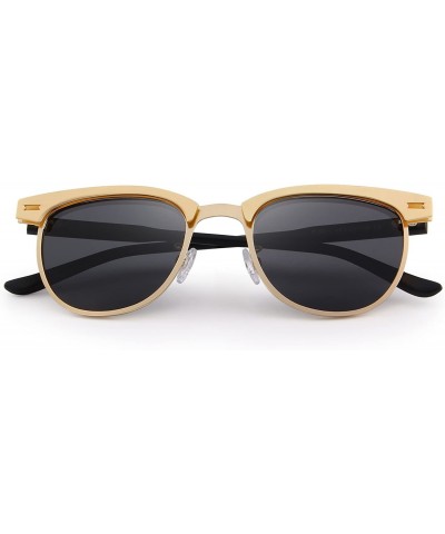 Wayfarer Semi Rimless Polarized Sunglasses Women Men Retro Brand Sun Glasses S8116 - Gold - CA186C3SG2W $13.95