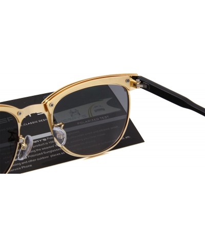 Wayfarer Semi Rimless Polarized Sunglasses Women Men Retro Brand Sun Glasses S8116 - Gold - CA186C3SG2W $13.95