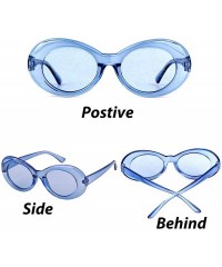 Oval Retro Clout Goggles Oval Sunglasses Mod Thick Frame Kurt Cobain - Transpar Blue - C3192HWOY2T $6.96