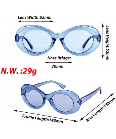 Oval Retro Clout Goggles Oval Sunglasses Mod Thick Frame Kurt Cobain - Transpar Blue - C3192HWOY2T $6.96