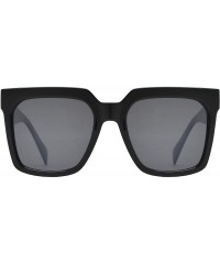 Square Retro Oversized Luxury Fashion Square Sunglasses with Flat Lens for Women - Black + Smoke - CW195I5YKCI $11.45