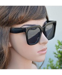 Square Retro Oversized Luxury Fashion Square Sunglasses with Flat Lens for Women - Black + Smoke - CW195I5YKCI $11.45