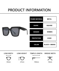 Square Retro Oversized Luxury Fashion Square Sunglasses with Flat Lens for Women - Black + Smoke - CW195I5YKCI $11.45