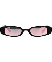 Rectangular Super Slim Sunglasses Womens Thin Rectangular Fashion Mirror Lens UV 400 - Black (Pink Mirror) - CU180XH27RY $12.35