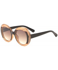 Round Three Color Bar Round Thick Frame Crystal Color Sunglasses - Brown - CW1986KXIQ0 $12.36