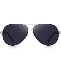 Oversized Men Vintage Aluminum Polarized Sunglasses for Men Womens Polarized Mirror with Case - Black - C618XRAXU4W $26.02