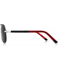 Oversized Men Vintage Aluminum Polarized Sunglasses for Men Womens Polarized Mirror with Case - Black - C618XRAXU4W $26.02