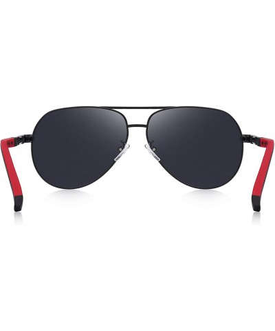 Oversized Men Vintage Aluminum Polarized Sunglasses for Men Womens Polarized Mirror with Case - Black - C618XRAXU4W $26.02