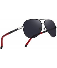 Oversized Men Vintage Aluminum Polarized Sunglasses for Men Womens Polarized Mirror with Case - Black - C618XRAXU4W $26.02