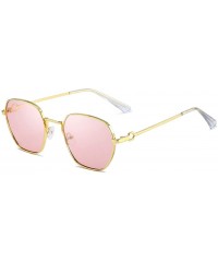 Oval Unisex Sunglasses Retro Gold Grey Drive Holiday Oval Non-Polarized UV400 - Pink - CD18R96T63O $9.98