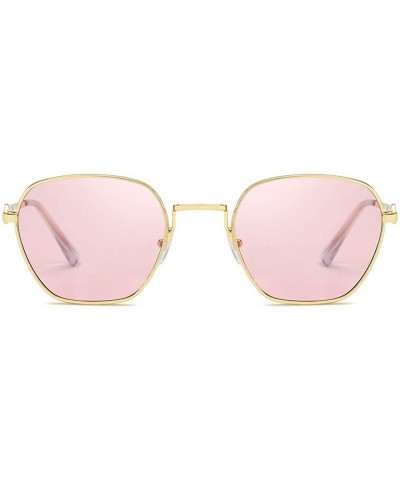 Oval Unisex Sunglasses Retro Gold Grey Drive Holiday Oval Non-Polarized UV400 - Pink - CD18R96T63O $9.98