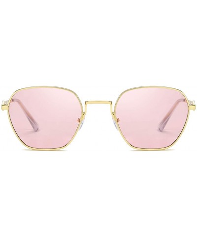 Oval Unisex Sunglasses Retro Gold Grey Drive Holiday Oval Non-Polarized UV400 - Pink - CD18R96T63O $9.98