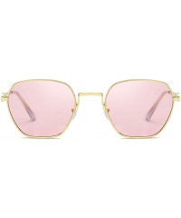 Oval Unisex Sunglasses Retro Gold Grey Drive Holiday Oval Non-Polarized UV400 - Pink - CD18R96T63O $9.98