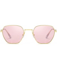 Oval Unisex Sunglasses Retro Gold Grey Drive Holiday Oval Non-Polarized UV400 - Pink - CD18R96T63O $9.98