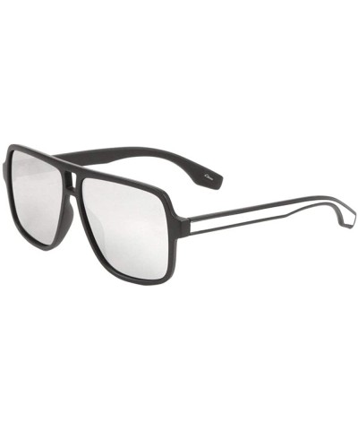 Aviator Flat Top Color Temple Bar Square Aviator Sunglasses - Grey - CX1983GTOA4 $25.79