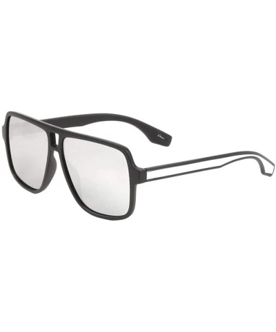 Aviator Flat Top Color Temple Bar Square Aviator Sunglasses - Grey - CX1983GTOA4 $13.43