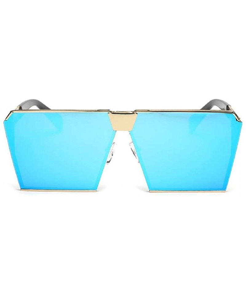 Oversized Women Men Sunglasses Oversized Retro Square Glasses Metal Frame - Blue - CX18CRRD6LZ $10.00