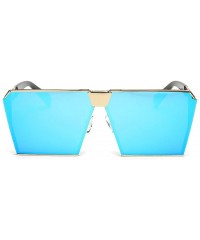 Oversized Women Men Sunglasses Oversized Retro Square Glasses Metal Frame - Blue - CX18CRRD6LZ $10.00