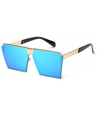 Oversized Women Men Sunglasses Oversized Retro Square Glasses Metal Frame - Blue - CX18CRRD6LZ $10.00