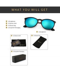 Rimless Vintage Round Sunglasses for Women Classic Retro Designer Style - Black Frame(glossy Finish)/Blue Mirror Lens - CR18D...