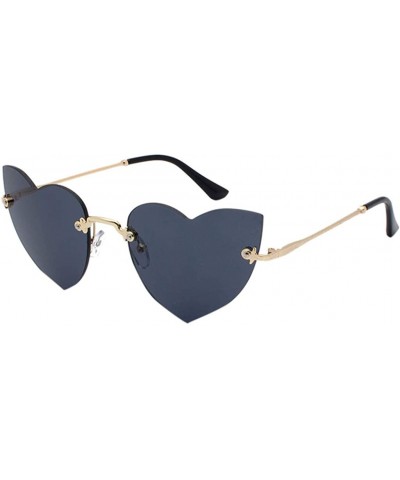Round Sunglasses For Women Men Heart Decorative Sunglasses metal edge Round Mirrored Lens Retro - Black - CT18U0G7NM9 $14.13