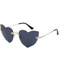 Round Sunglasses For Women Men Heart Decorative Sunglasses metal edge Round Mirrored Lens Retro - Black - CT18U0G7NM9 $6.87