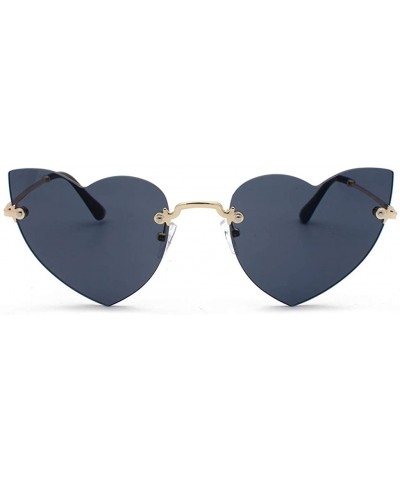 Round Sunglasses For Women Men Heart Decorative Sunglasses metal edge Round Mirrored Lens Retro - Black - CT18U0G7NM9 $6.87
