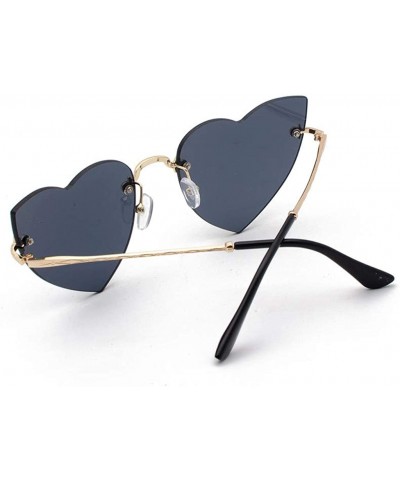 Round Sunglasses For Women Men Heart Decorative Sunglasses metal edge Round Mirrored Lens Retro - Black - CT18U0G7NM9 $6.87