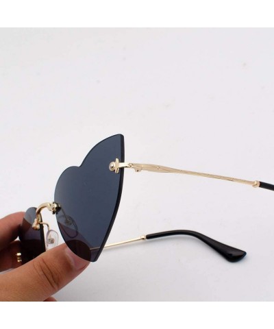 Round Sunglasses For Women Men Heart Decorative Sunglasses metal edge Round Mirrored Lens Retro - Black - CT18U0G7NM9 $6.87