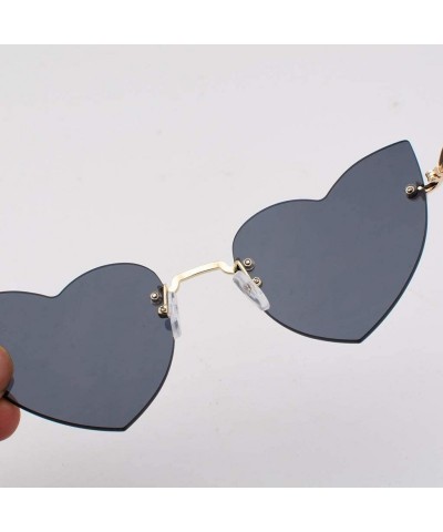 Round Sunglasses For Women Men Heart Decorative Sunglasses metal edge Round Mirrored Lens Retro - Black - CT18U0G7NM9 $6.87