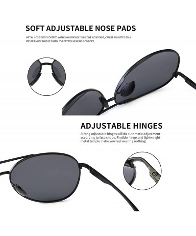 Aviator Premium Military Style Classic Aviator Sunglasses with Spring Hinges - Black Frame Grey Lens - CS18QNKCD8R $14.82