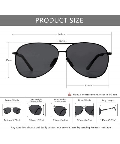 Aviator Premium Military Style Classic Aviator Sunglasses with Spring Hinges - Black Frame Grey Lens - CS18QNKCD8R $14.82