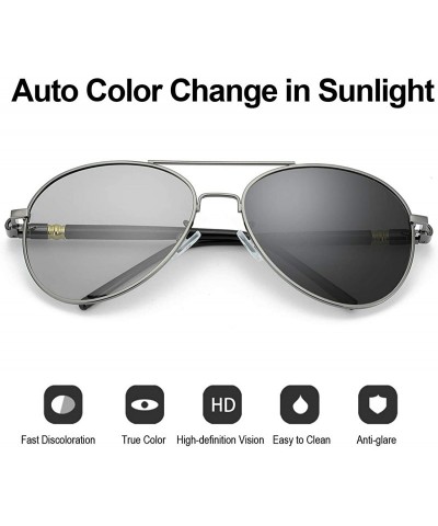 Aviator Photochromic Pilot Sunglasses for Men with Polarized Lens for Driving - UV400 Protection Reduce Glare - CQ18Q7HYS90 $...