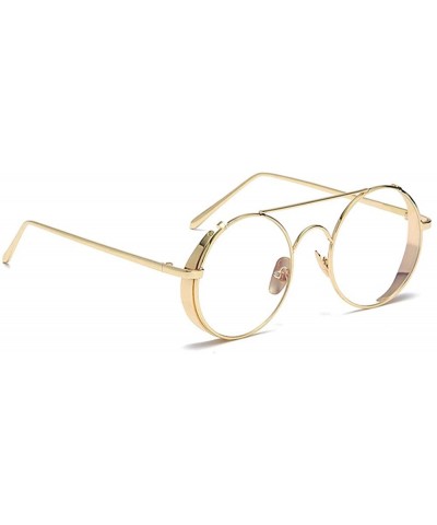 Round Fashion Glasses - Round Retro Eyewear UV400 Protection Steampunk Sunglasses - Gold Frame Red Lens - CH190EGD8UA $9.44