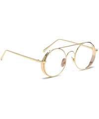 Round Fashion Glasses - Round Retro Eyewear UV400 Protection Steampunk Sunglasses - Gold Frame Red Lens - CH190EGD8UA $9.44