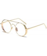 Round Fashion Glasses - Round Retro Eyewear UV400 Protection Steampunk Sunglasses - Gold Frame Red Lens - CH190EGD8UA $9.44